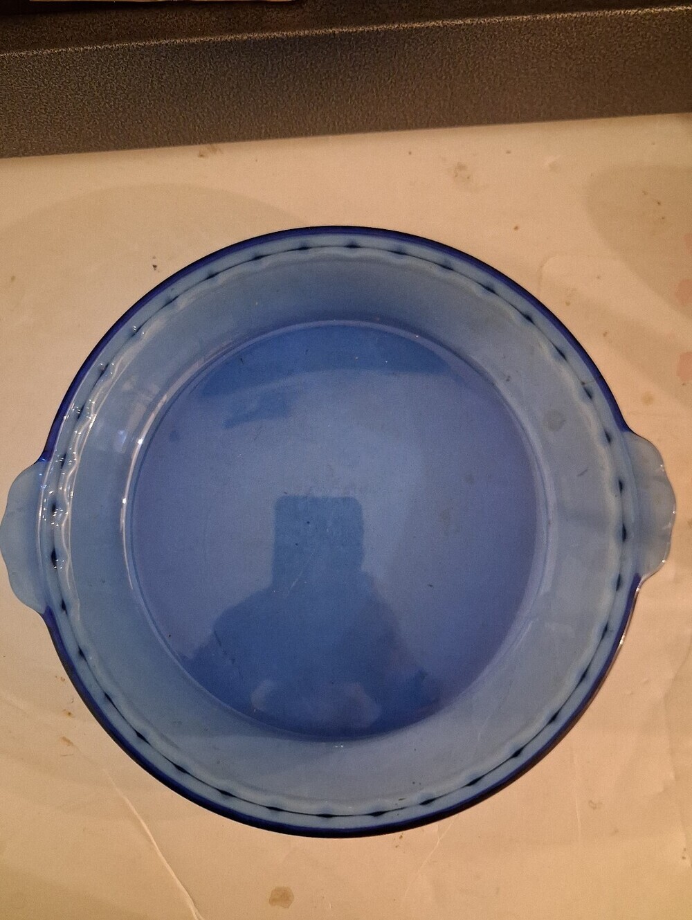 Vintage Pyrex #229 Fluted Deep Dish Pie Pan 9.5” Cobalt Blue Glass